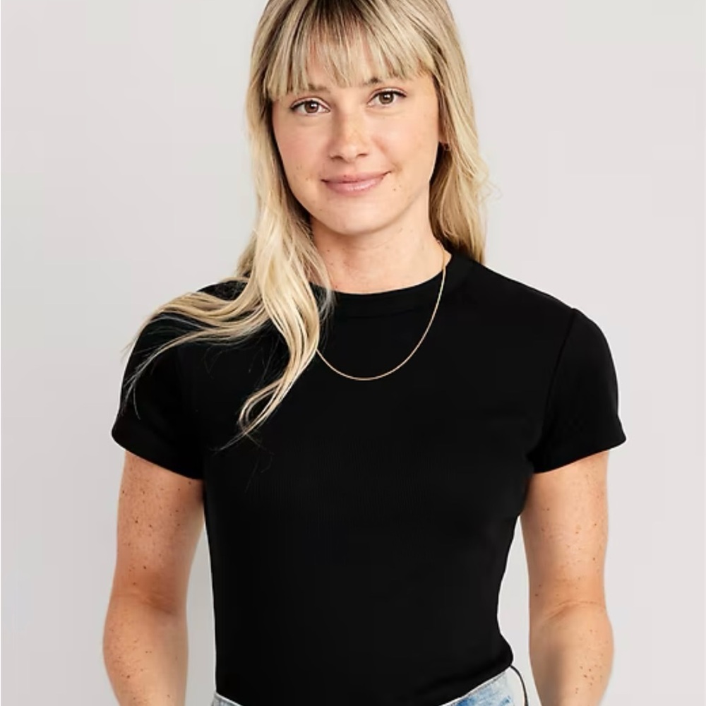 Old Navy Classic Black Short-Sleeve Crewneck Top